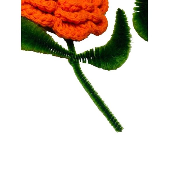 Handmade Vintage 1970s Flower Magnets Orange Brown Crochet Chenille Pipe Cleaner - Picture 5 of 9